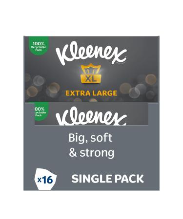 Kleenex Extra Large Facial Tissues 100% Recyclable Packaging 16 Standard Tissue Boxes (1440 Tissues) White 1440 pieces (1 pack)