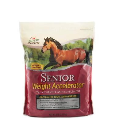 Manna Pro Weight Accelerator for Senior Horses  Made with Omega 3 Fatty Acids and Probiotics  8 Pounds