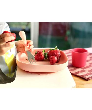 Baba Silicone Feeding Set - Plate, Bowl, Cup, Spoon - Strong Suction Pad - Pink - Baby & Children - 4 Piece Meal Set - Buy Online on SooperMarket.com