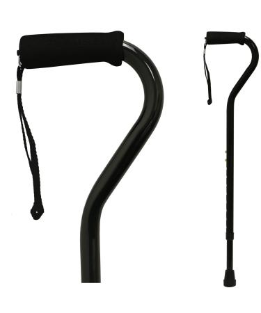 PCP Adjustable Standard Offset Handle Cane Bariatric Foam Grip Wrist Strap Black
