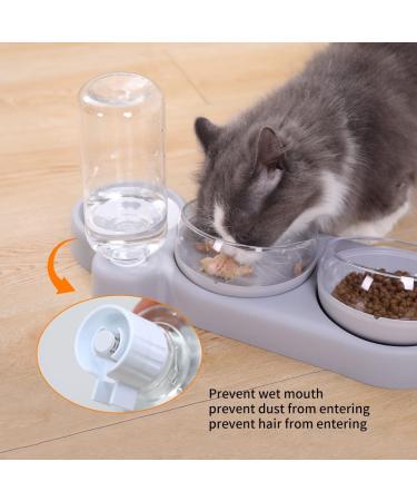 NATRUTH Cat Bowls Gravity Water & Double Food Triple Bowls Set with Mat & Spoon - Ideal for Wet/Dry Feeding - Grey - Buy Online on SooperMarket.com