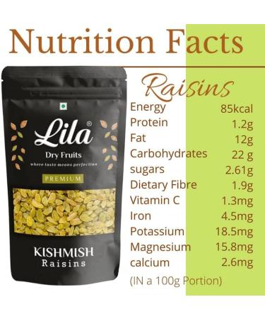 LILA DRY FRUITS Premium Seedless Golden Raisins 200g | Amazing Quality Green Kishmish | Dried Grapes | Rich in Iron & Vitamin B | Healthy Sweet Treats - Buy Online on SooperMarket.com