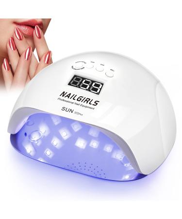 NailGirls LED UV Lamp Nail 150W Nail Lamp 4 Timer Auto Sensor LCD Display Nail polish dryer device Removable magnetic plate LED UV dryer nail lamp for gel nails Finger/toenail nail studio white