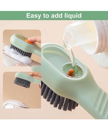2 in 1 Multifunction Cleaning Brush Liquid Filled Laundry Brush Cleaning Brush with Soap Dispenser for Washing Clothes Shoes Suitable for Home Cleaning (White+Green) - Buy Online on SooperMarket.com