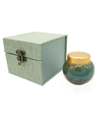Small Urn Mini Urn small urns for human ashes Handmade Ceramic Souvenir Urn Alloy Threaded Sealing Cover Home Or Office Decoration Display Burial (Marine Blue)