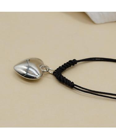 Oralgos Adjustable Black Cord Necklace with Heart Trailer | Stylish Braided Rope & Alloy Chain for Men & Women - Buy Online on SooperMarket.com