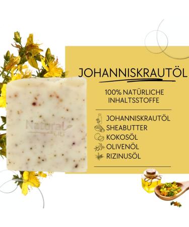 Natural St. John's Wort Soap - 100% Handmade & Certified - All Skin Types - Natural Shower Gel - Johanniskraut Oil - 100g Pack - Buy Online on SooperMarket.com