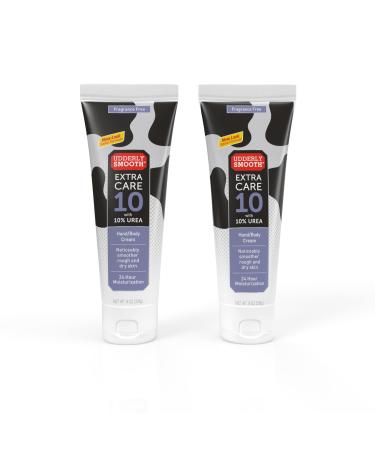 UDDERLY SMOOTH Extra Care 10 Hand/Body Deep Moisturizing Cream with 10% Urea Unscented 8 Ounce Tube (Pack of 2)