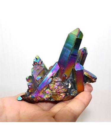 Beautiful Crystal Natural Quartz Amethyst Cluster Crystal StoneElectroplated Colorful Crysral Cluster Specimen Home Gifts 1pcs HOMEZHOU (Color : Colorful Cluster Size : 40 50g) 40 50g Colorful Cluster