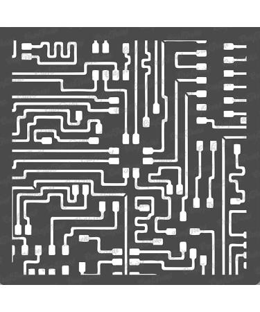CrafTreat Mixed Media Stencils for Painting on Wood - Circuit Board Stencil Texture - 6x6 Inches - Circuit Stencil Patterns for Painting Large - Electronic Sketch Stencils for Mixed Media