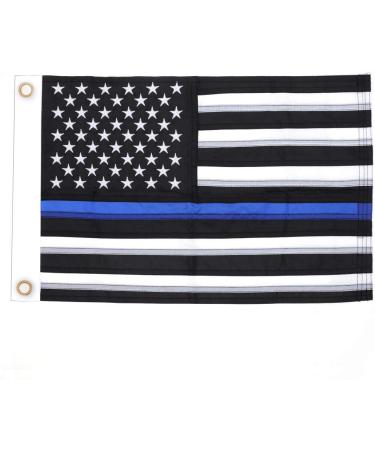 Yafeco 12x18 inch U.S. 50 Star Sewn Boat Flag - Thin Blue Line Police Officer Ensign Nautical American Flag - Buy Online on SooperMarket.com