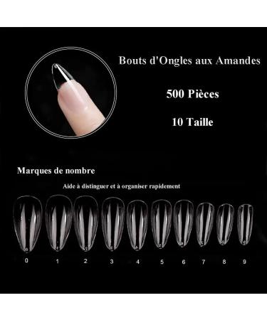 WJIASI Natural False Nails Oval French Acrylic Nails Artificial Nails Tips for Girls Women(500 Pieces 10 Sizes) (Waterdrop - Clear) - Buy Online on SooperMarket.com