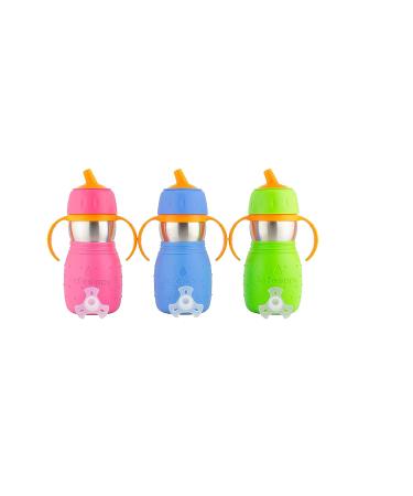 Kid Basix Safe Sippy Stainless Steel Cup - Round Spout, BPA Free, 11 oz - Blue | Dishwasher Safe for Babies/Toddlers on-the-go - Buy Online on SooperMarket.com