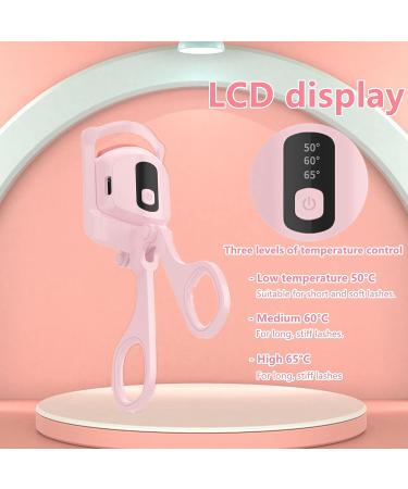 ATTEASAY Heated Eyelash Curler | 3 Heat Modes, LCD Display, USB Rechargeable - Pink - Buy Online on SooperMarket.com