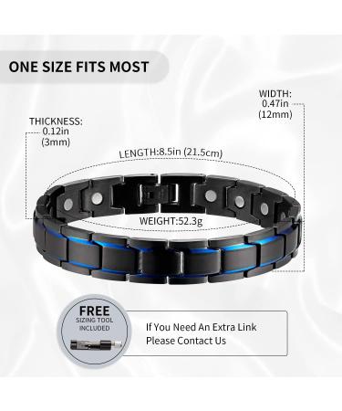 MagEnergy Black Titanium Steel Magnetic Bracelet for Men - Adjustable 8.5 inches - Buy Online on SooperMarket.com