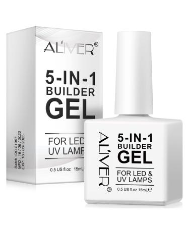 Builder Gel 5 in 1 Nail Builder Gel Builder Gel and Base Gel Strengthener Gel Clear Builder Gel Color in a Bottle 15ml For Nail Art Decoration Professional Manicure Repair (White)