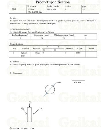 Gzikai 8mmx1mm 650nm UV AR IR Cut Filter - Pack of 2 | Optical Blocking Glasses Filter for Camera Lens - Buy Online on SooperMarket.com