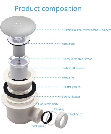 Contemporary Shower Waste Trap Shower Trap Functional & Easy to Install Floor Strain for Standard Shower Trays Easy Maintenance - Buy Online on SooperMarket.com