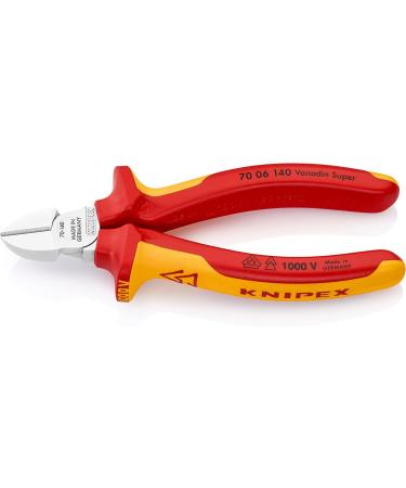 Knipex Diagonal Cutter chrome-plated insulated with multi-component grips VDE-tested 140 mm (self-service card/blister) 70 06 140 SB Multi-component Grips Yellow/Red 1000 V 140 mm chrome-plated on self-service card