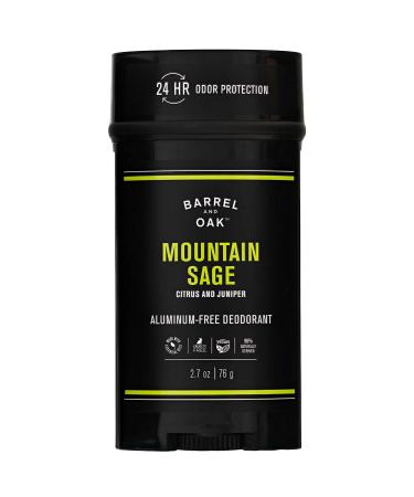 Barrel and Oak - Aluminum-Free Deodorant  Deodorant for Men  Essential Oil-Based Scent  24-Hour Odor Protection  Cedar & Patchouli Blend  Gentle on Sensitive Skin  No Stains (Mountain Sage  2.7 oz) 3 Ounce (Pack of 1)