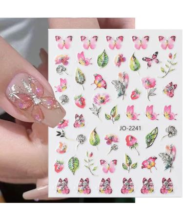Watercolor Spring Nail Art Stickers - Pink Purple Floral Design for Acrylic Nails | DIY Nail Decorations for Women - Buy Online on SooperMarket.com