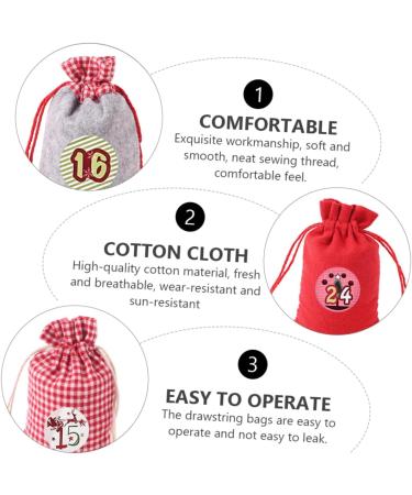 KOMBIUDA Drawstring Bag 1 Set Christmas Hanging Cloth Bag 24 Day Advent Calendar Cotton Christmas Bag Number Burlap Bag - Buy Online on SooperMarket.com