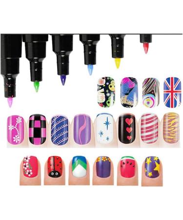 16PCS Nail Art Pen Painting Kit Drawing Dotting Nail Polish Pen 3d Nail Design Beauty Tools For Uv Gel Polish Assorted Colour - Buy Online on SooperMarket.com