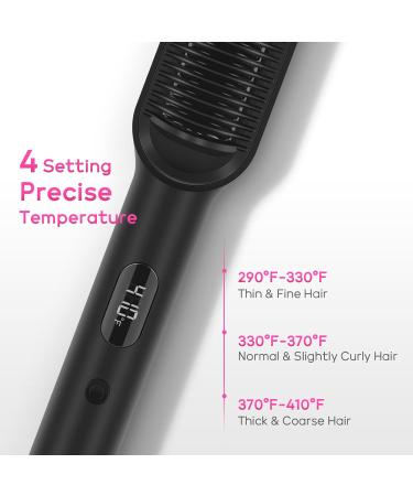 Prizm Hair Straightener Brush - Fast Heating Negative Ions Anti-Scald Design 4 Temp Settings Dual Voltage - Perfect Gift for Women - Buy Online on SooperMarket.com