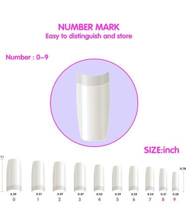 WJIASI Natural False Nails: Oval French Acrylic Artificial Nail Tips for Girls & Women - 500 pc, 10 Sizes - Natural Color - Buy Online on SooperMarket.com