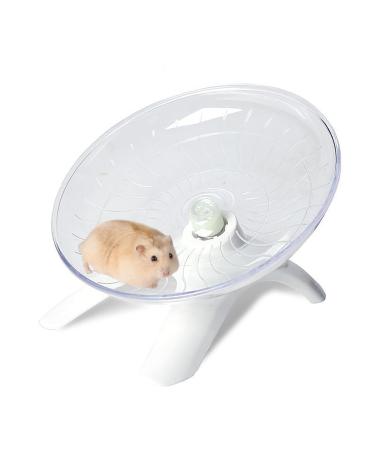 Flying Saucer Hamster Wheel Super-Silent Hamster Wheel Plastic Stable Pets Exercise Wheel Non Slip Run Silent Hamster Wheel for Small Pets (White)