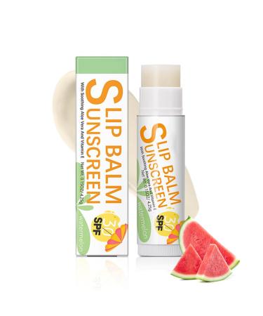 TBeautfave Lip Balm Sunscreen SPF 30 Watermelon Chapstick Lip Balms with Soothing Aloe Vera & Vitamin E for Dry Lips Cracked Lips Primer 24H Moisturizing Lips Travel Size Daily Lip Care Watermelon Flavour