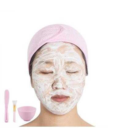Sonku Face Mask Mixing Bowl Set - DIY Facial Mask Tool Kit with Brush, Spatula, Measuring Spoons, Cup, Sponge, Makeup Headband - Pink - Buy Online on SooperMarket.com