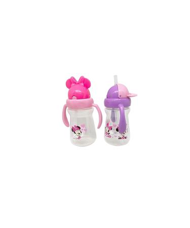 Disney Cudlie Minnie Mouse Baby Girl Sippers - 2 Pack, 6 Oz with Handles, Pop Up Straw, Character Molded Lid - Pink & Purple - 2 Count - Buy Online on SooperMarket.com