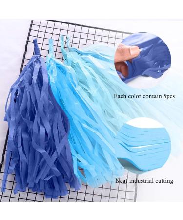 Binpeng 9.8in Blue Tissue Paper Tassel DIY Hanging Decorations - 20PCS 25cm Blue Garland for Party, Wedding, Baby Shower - Buy Online on SooperMarket.com
