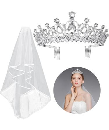 Frcolor Crystal Tiara Crown Rhinestone Wedding Bridal Headband with Veil & Comb - Buy Online on SooperMarket.com