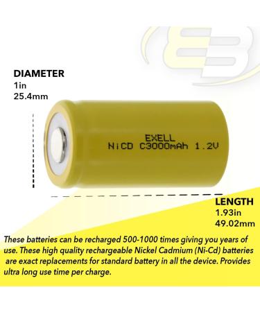 Buy 2x Exell C Size 1.2V 3000mAh NiCD Rechargeable Batteries - Ideal for Meters Radios Hybrid Cars & High Power Devices | International Shipping Available - Buy Online on SooperMarket.com