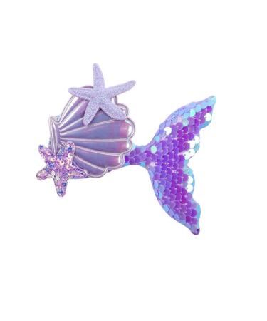 Mermaid Tail Hair Clip Pin Sequins Fish Tail Hairpin Starfish Shell Mermaid Hairclips BBG31 (Purple) One Size