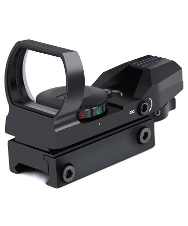 Reflex Sight, Ohuhu Red Green Dot Gun Sight Scope Reflex Sight Holographic Sight Airsoft Sight with 4 Adjustable Reticle Patterns 20mm Rail Black