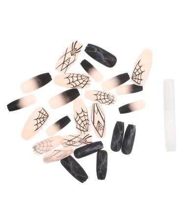 Healeved 4 Sets Halloween Fake Nails Nail Art Decoration Spider Web False Nail Nails Press on Halloween Nails Nail Decoration Nails for Women Manicure Nails Ghost Decor Artificial Nail Abs