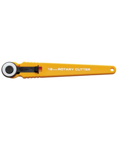 OLFA 18mm Quick-Change Rotary Cutter (RTY-4) - Rotary Fabric Cutter w/Blade Cover for Quilting, Sewing, Crafts, Scrapbooking, Replacement Blade RB18-2 Yellow