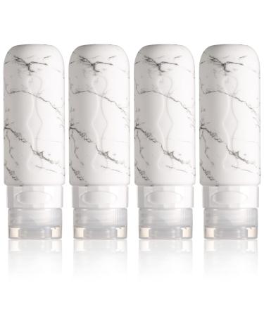 Gemice Travel Bottles Set for Toiletries, TSA Approved Travel Containers Leak Proof Silicone Squeezable Travel Accessories 3oz for Shampoo Conditioner Lotion Body Wash (4 Pack) White