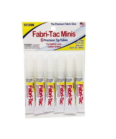 Beacon Fabri-Tac Premium Quality Fabric Glue 6 Tube Bag 1-Pack Minis