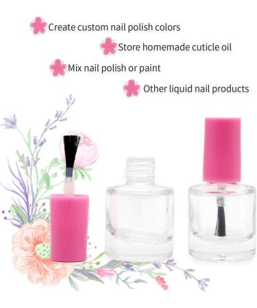 20PCS 8ML Empty Nail Polish Bottles - Clear Glass Refillable Containers with Brush Cap, Funnel & Mixing Balls for Nail Art - Pink - Buy Online on SooperMarket.com