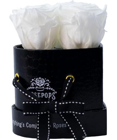 ROSEPOPS Pop-Up Three Preserved Real Roses - Three Scented Blooms Last One Year or Longer - Black Mock Croc Heart Shape Box (Marshmallow Fluff Roses) Marshmallow Fluff Black Croc - Buy Online on SooperMarket.com