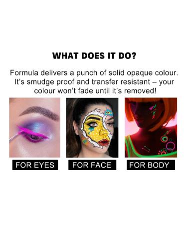 Paminify 2 Packs Water Activated Eyeliner Palette - UV Glow Fluorescent Eye Liner Set, 16 Neon Colors - Graphic Makeup for Black Light Parties - Buy Online on SooperMarket.com