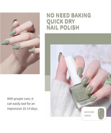 TBeautfave Green Nail Varnish Nude Nail Polish Quick Dry Long Lasting Nail Polish Non-Toxic Breathable Nail Polish No Need Cure Nail Gel Polish Nail Varnish at Home Manicure 28 Mustard Green - Buy Online on SooperMarket.com