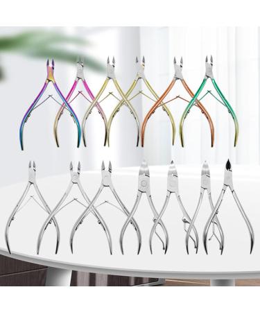 Cuticle Scissors Stainless Steel Manicure Pedicure Tools Dead Skin Scissor Nipper Golden/Silver/Rainbow Silver F - Buy Online on SooperMarket.com