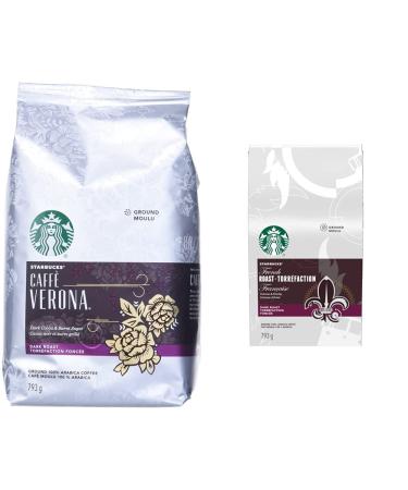 Starbucks Caff Verona Ground Coffee Dark Roast 793 Grams & Ground Coffee French Roast 793 Grams