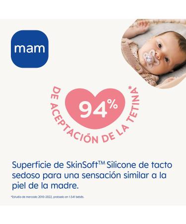 MAM Schnuller Start S152 - Pink Silicone Pacifier for Newborns 0-2 Months (2 Pack) with Sterilizable Box - Ideal for Babies - Spanish Version - Buy Online on SooperMarket.com