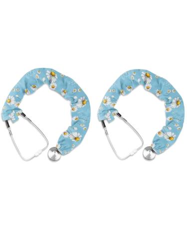 Stethoscope Cover Sleeve Daisy 2 Pieces Stethoscope Protection and Decor Covers Universal for All Types of Stethoscopes Accessories Cover for Nurses